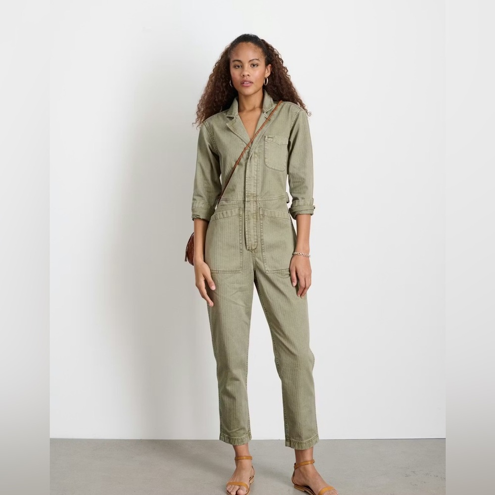 ALEX MILL Women's Zip Jumpsuit in Herringbone Vintage Olive XS